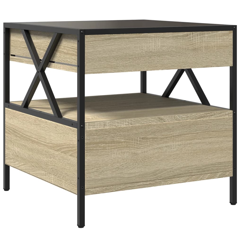 Tavolino da Salotto con LED Infinity Rovere Sonoma 50x50x51 cm