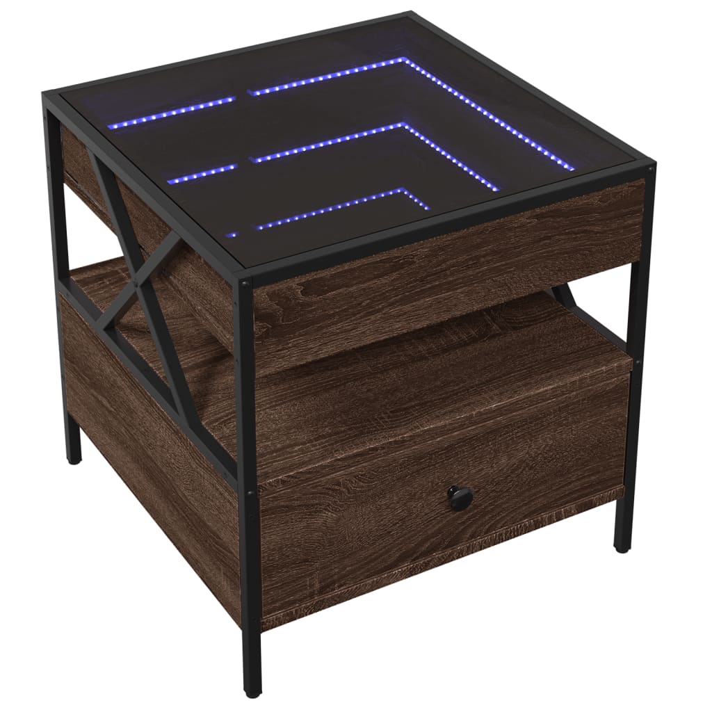 Tavolino da Salotto con LED Infinity Rovere Marrone 50x50x51 cm | homemem39
