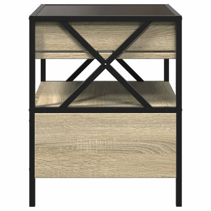 Tavolino da Salotto con LED Infinity Rovere Sonoma 40x40x51 cm | homemem39