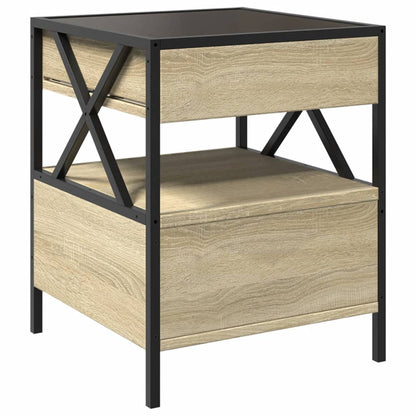 Tavolino da Salotto con LED Infinity Rovere Sonoma 40x40x51 cm | homemem39