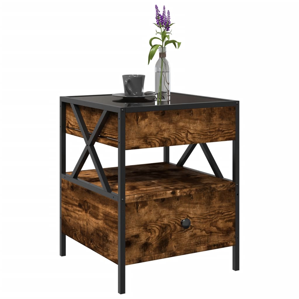 Tavolino da Salotto con LED Infinity Rovere Fumo 40x40x51 cm | homemem39