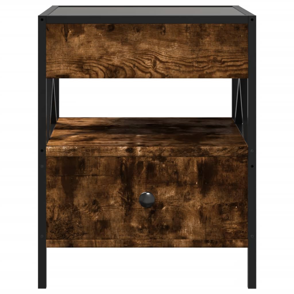 Tavolino da Salotto con LED Infinity Rovere Fumo 40x40x51 cm | homemem39