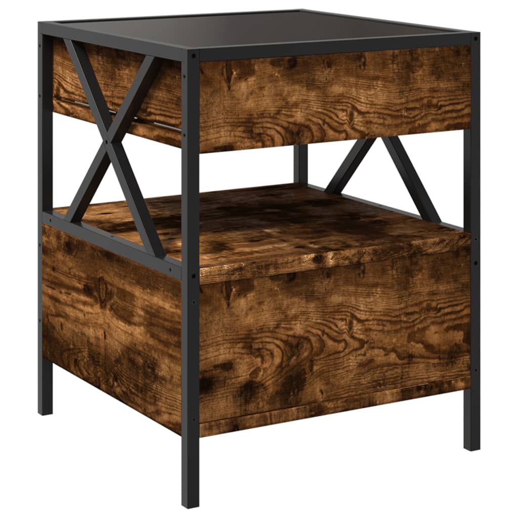 Tavolino da Salotto con LED Infinity Rovere Fumo 40x40x51 cm | homemem39