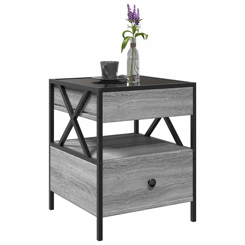 Tavolino da Salotto con LED Infinity Grigio Sonoma 40x40x51 cm
