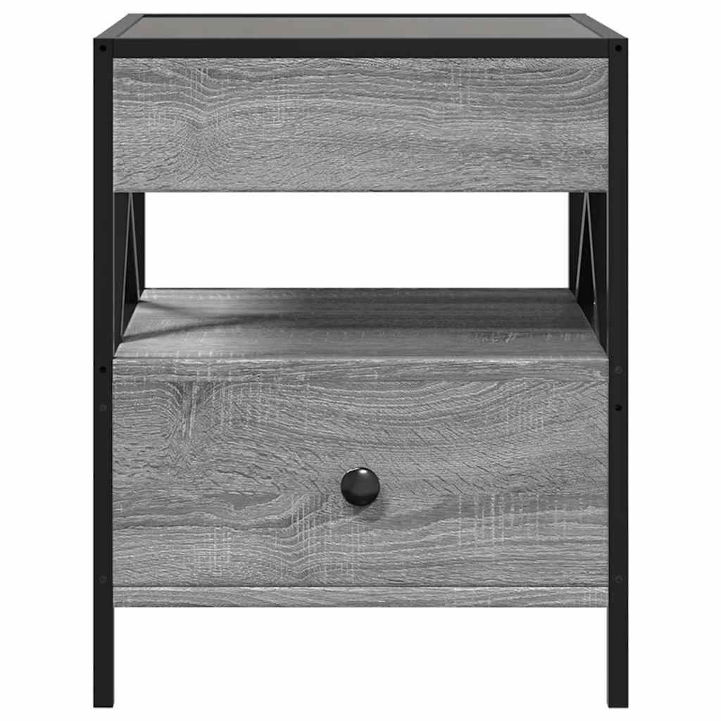 Tavolino da Salotto con LED Infinity Grigio Sonoma 40x40x51 cm