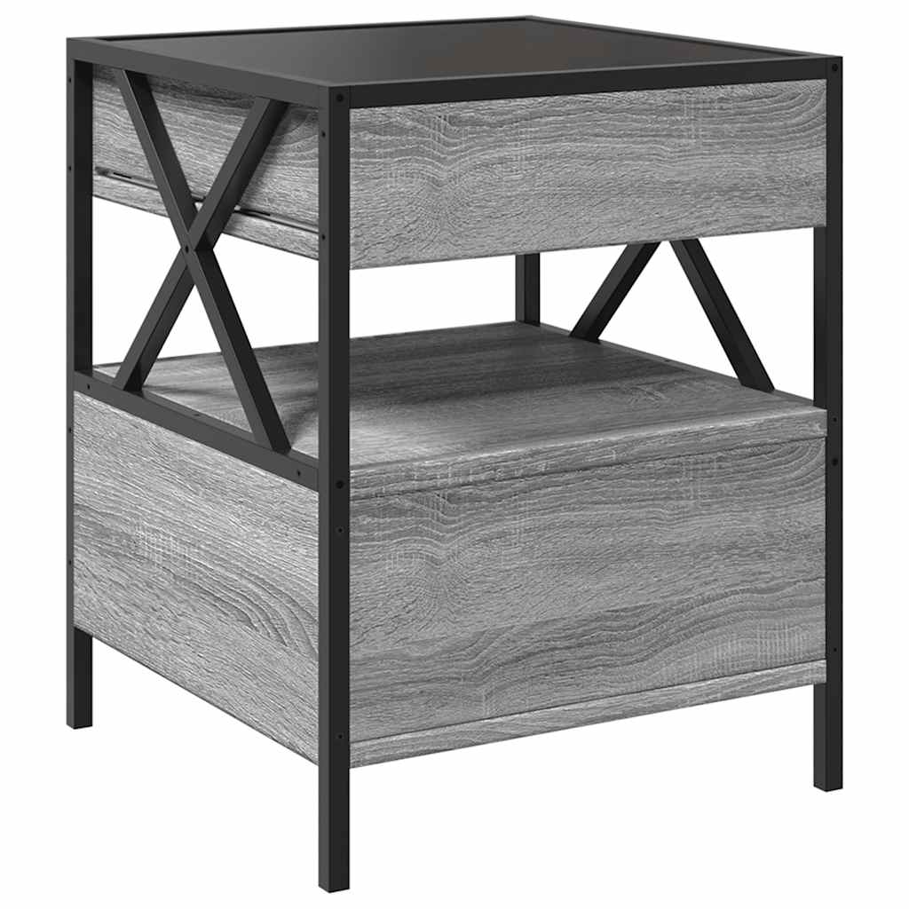 Tavolino da Salotto con LED Infinity Grigio Sonoma 40x40x51 cm