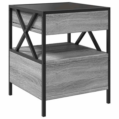 Tavolino da Salotto con LED Infinity Grigio Sonoma 40x40x51 cm