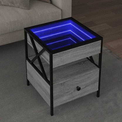 Tavolino da Salotto con LED Infinity Grigio Sonoma 40x40x51 cm