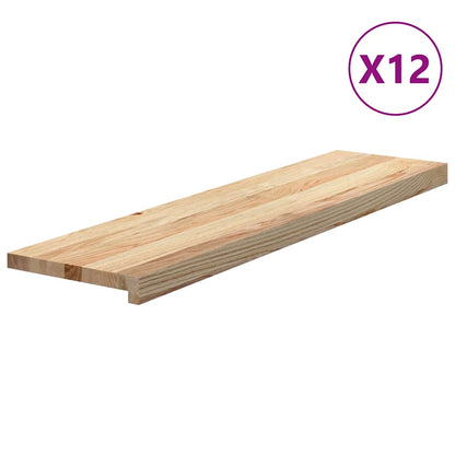 Gradini 12 pz 100x25x2 cm in Rovere Massello Non Trattato