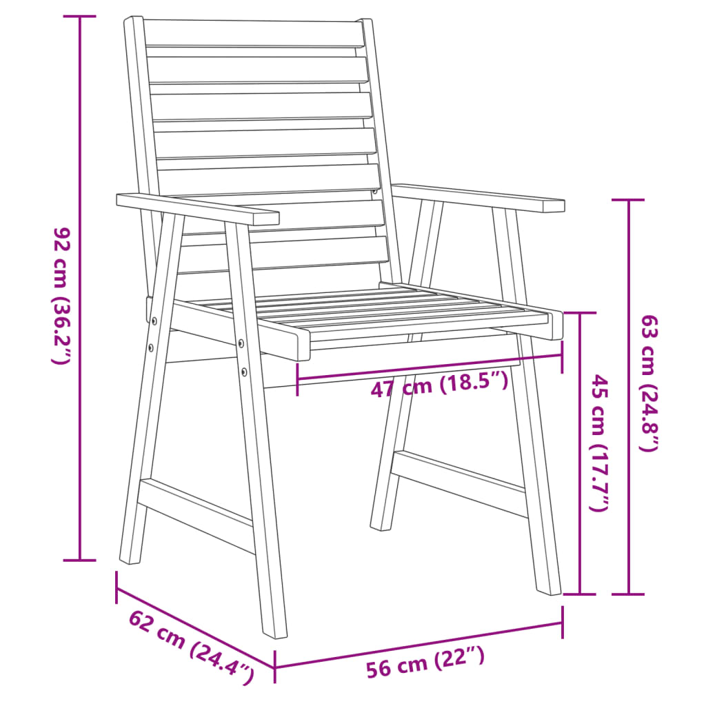 Set da Pranzo per Giardino 3 pz in Legno Massello di Acacia | homemem39