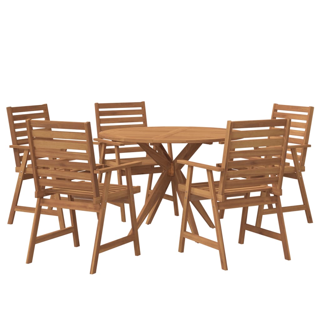 Set da Pranzo per Giardino 6 pz in Legno Massello di Acacia | homemem39