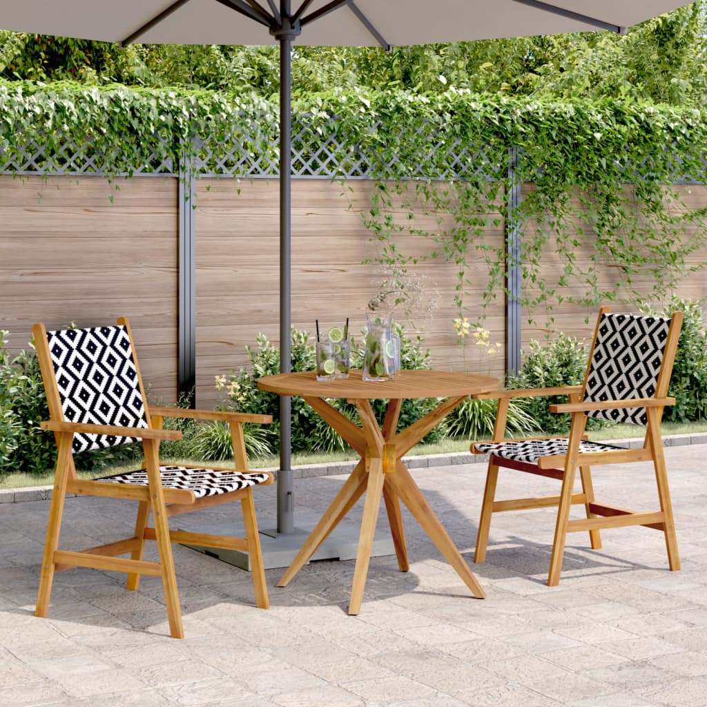Set da Pranzo per Giardino 3 pz in Legno Massello di Acacia | homemem39