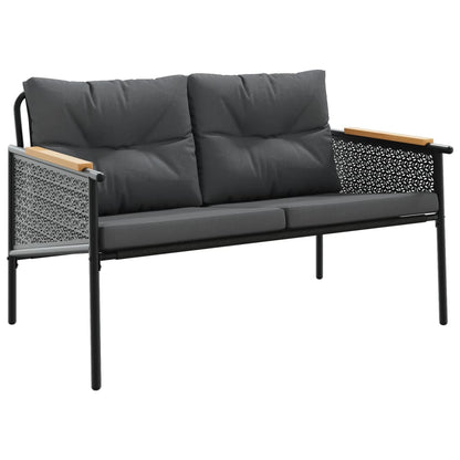 Set Mobili da Balcone 3 pz con Cuscini Nero in Acciaio | homemem39
