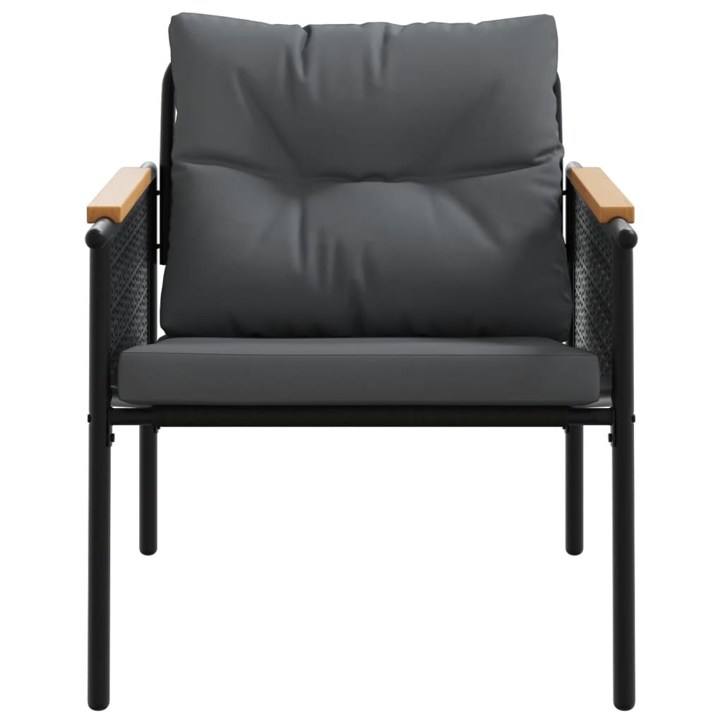 Set Mobili da Balcone 3 pz con Cuscini Nero in Acciaio | homemem39