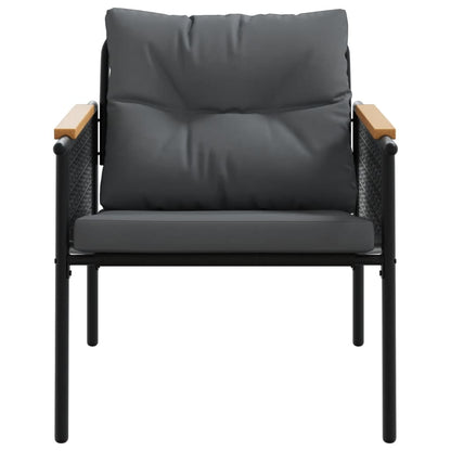 Set Mobili da Balcone 3 pz con Cuscini Nero in Acciaio | homemem39