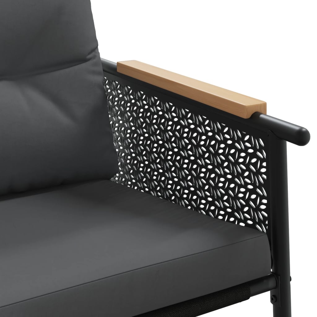 Set Mobili da Balcone 3 pz con Cuscini Nero in Acciaio | homemem39