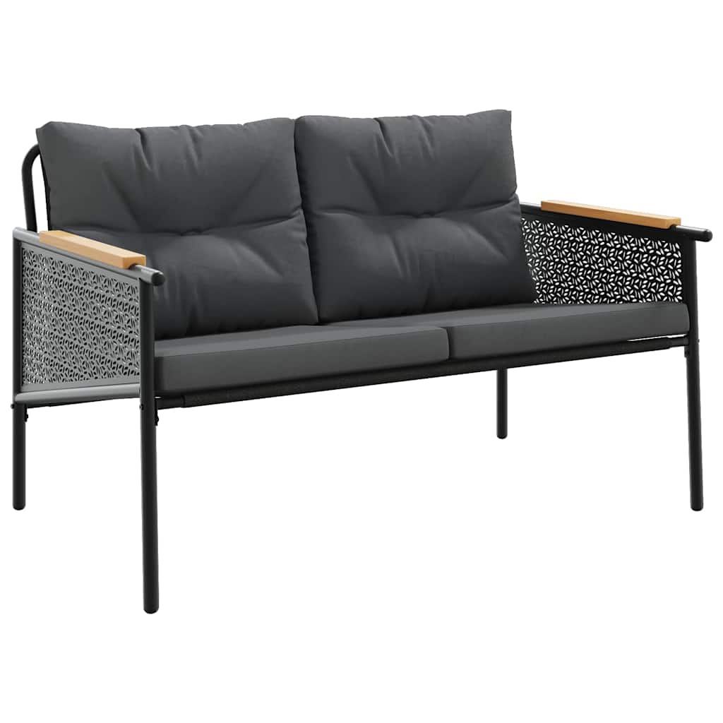 Set Mobili da Balcone 5 pz con Cuscini Nero in Acciaio | homemem39