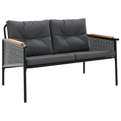 Set Mobili da Balcone 5 pz con Cuscini Nero in Acciaio | homemem39