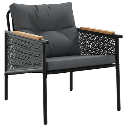Set Mobili da Balcone 5 pz con Cuscini Nero in Acciaio | homemem39