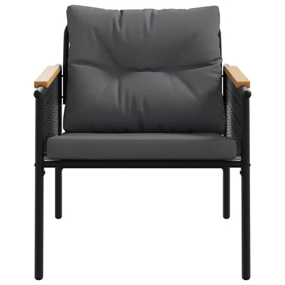 Set Mobili da Balcone 5 pz con Cuscini Nero in Acciaio | homemem39