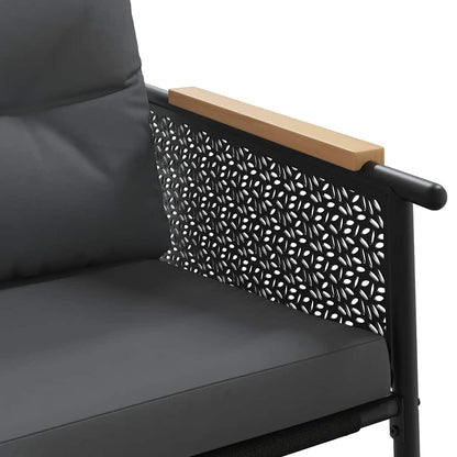 Set Mobili da Balcone 5 pz con Cuscini Nero in Acciaio | homemem39