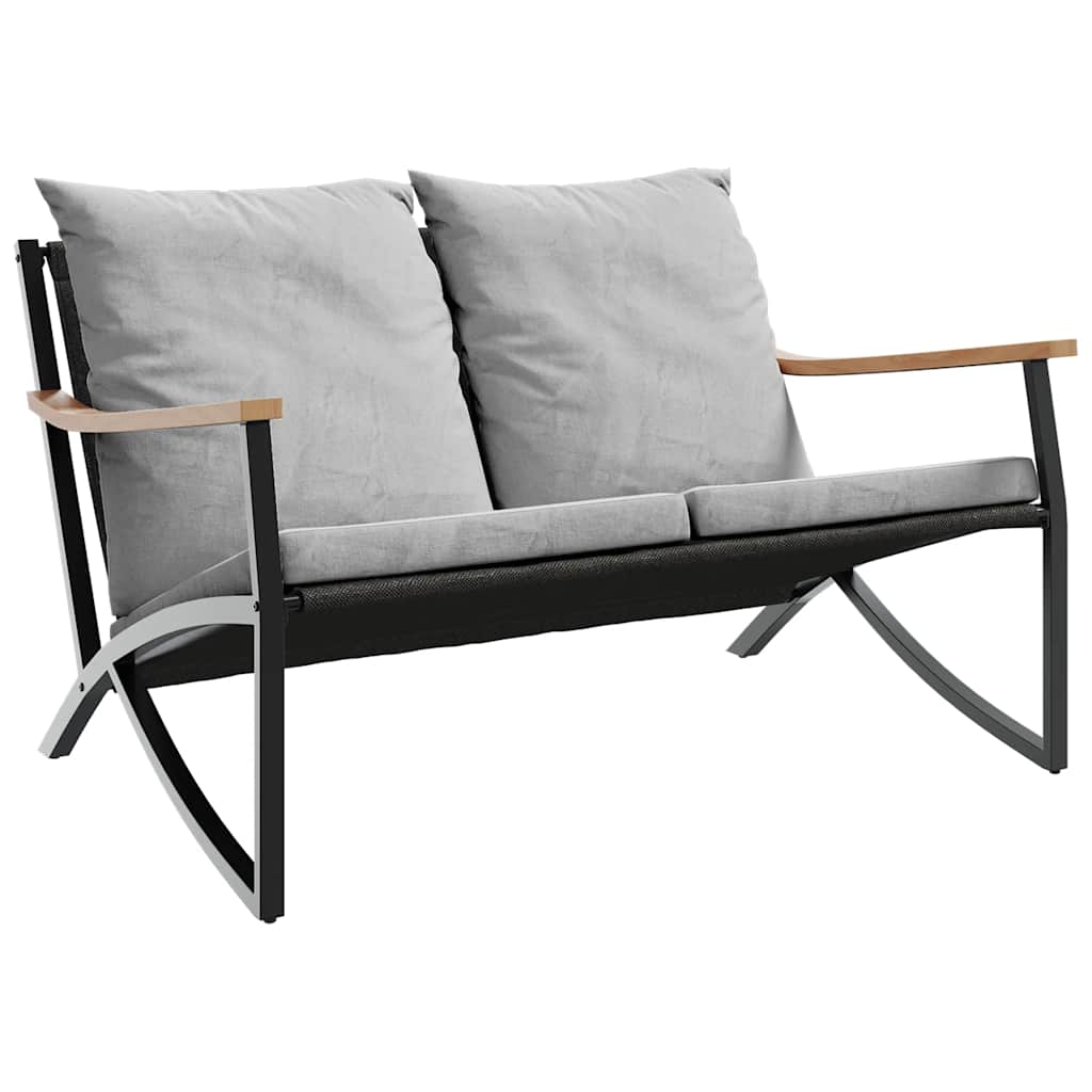 Set Mobili da Balcone 3 pz con Cuscini Nero in Acciaio | homemem39