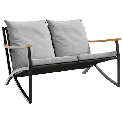 Set Mobili da Balcone 3 pz con Cuscini Nero in Acciaio | homemem39