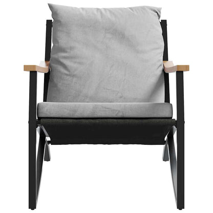 Set Mobili da Balcone 3 pz con Cuscini Nero in Acciaio | homemem39
