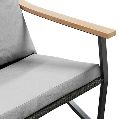 Set Mobili da Balcone 3 pz con Cuscini Nero in Acciaio | homemem39