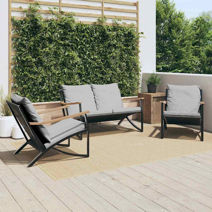 Set Mobili da Balcone 3 pz con Cuscini Nero in Acciaio | homemem39