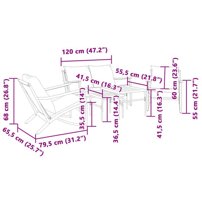 Set Mobili da Balcone 5 pz con Cuscini Nero in Acciaio | homemem39