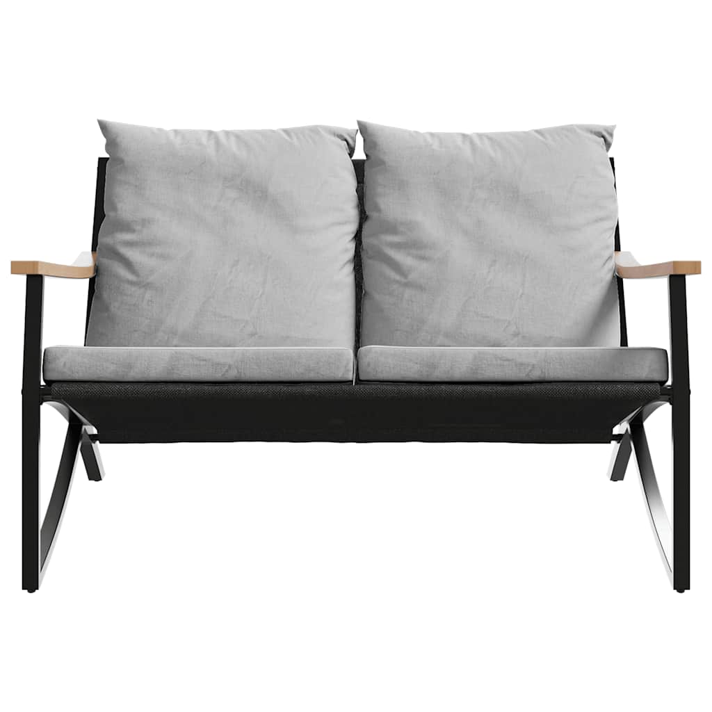 Set Mobili da Balcone 5 pz con Cuscini Nero in Acciaio | homemem39