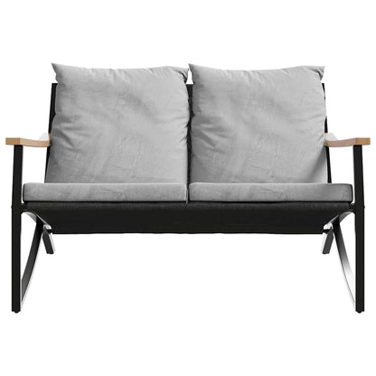 Set Mobili da Balcone 5 pz con Cuscini Nero in Acciaio | homemem39