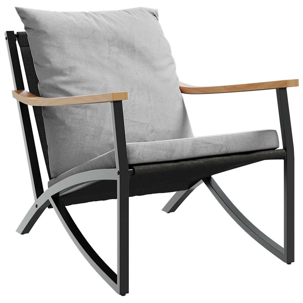 Set Mobili da Balcone 5 pz con Cuscini Nero in Acciaio | homemem39