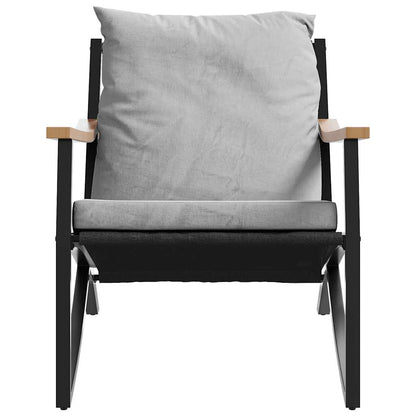 Set Mobili da Balcone 5 pz con Cuscini Nero in Acciaio | homemem39