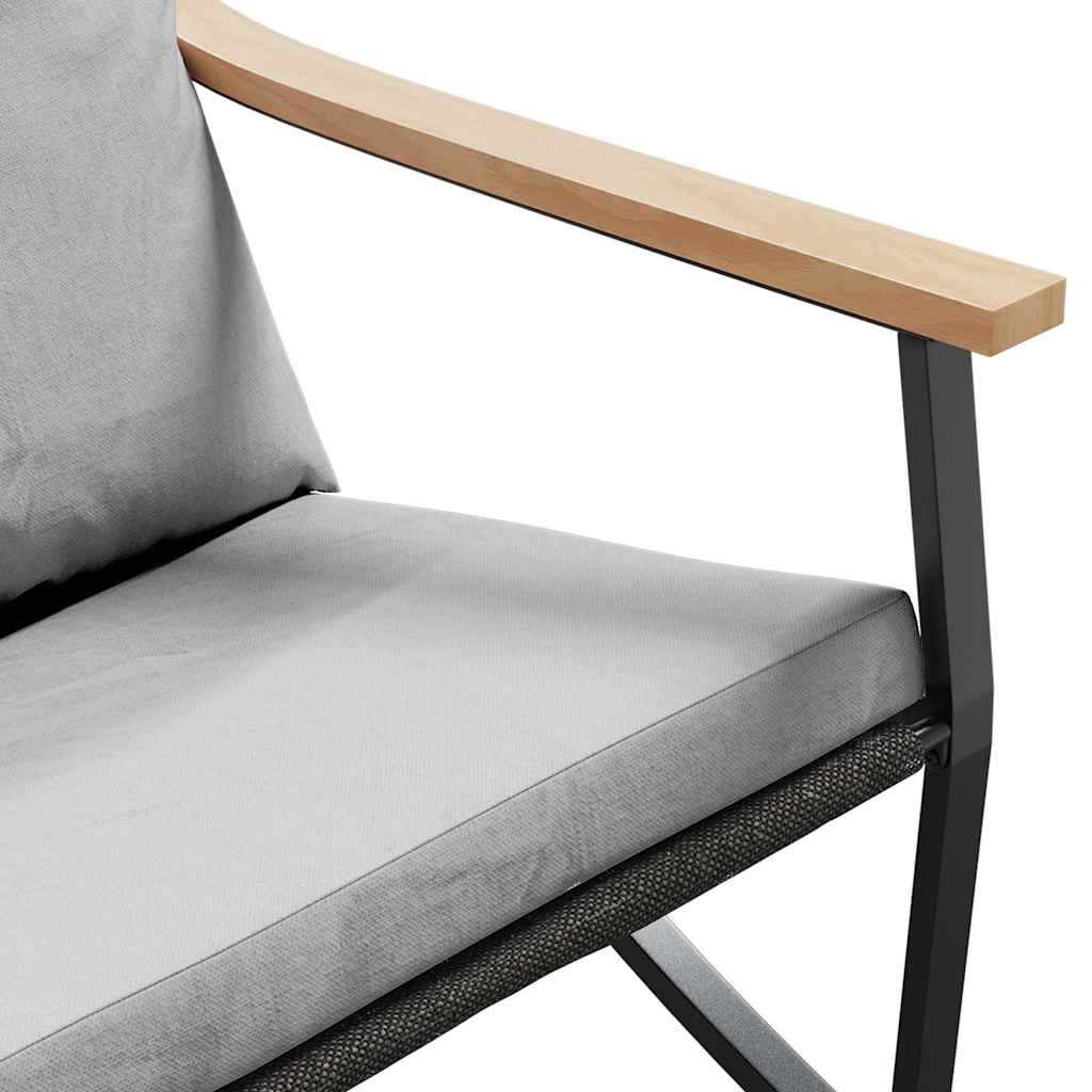 Set Mobili da Balcone 5 pz con Cuscini Nero in Acciaio - homemem39