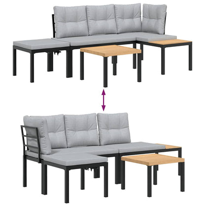 Set Panche Giardino Cuscini 4pz Nero Acciaio Verniciato Polvere - homemem39