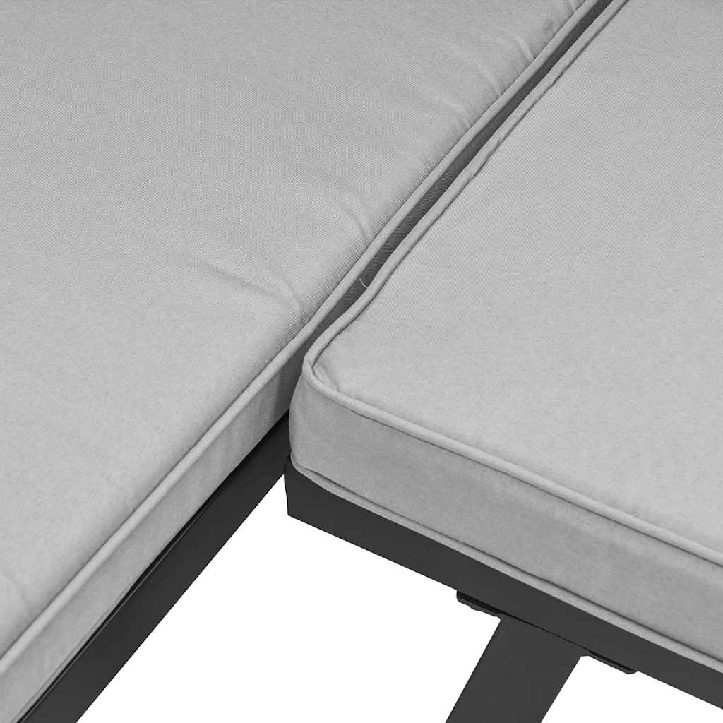 Set Panche Giardino Cuscini 3pz Nero Acciaio Verniciato Polvere - homemem39