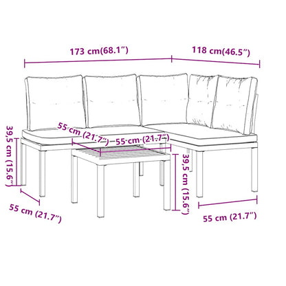 Set Panche Giardino Cuscini 3pz Nero Acciaio Verniciato Polvere | homemem39