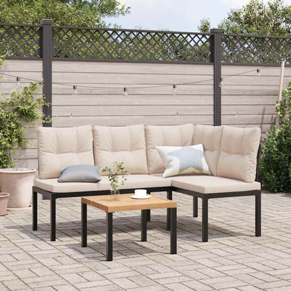 Set Panche Giardino Cuscini 3pz Nero Acciaio Verniciato Polvere | homemem39