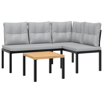 Set Panche Giardino Cuscini 3pz Nero Acciaio Verniciato Polvere | homemem39