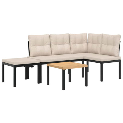 Set Panche Giardino Cuscini 4pz Nero Acciaio Verniciato Polvere | homemem39
