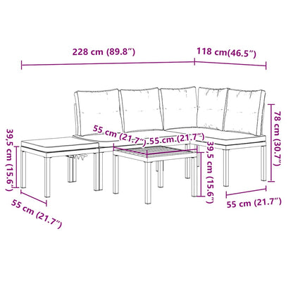 Set Panche Giardino Cuscini 4pz Nero Acciaio Verniciato Polvere | homemem39