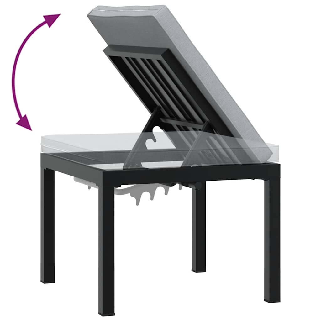 Set Panche Giardino Cuscini 4pz Nero Acciaio Verniciato Polvere | homemem39