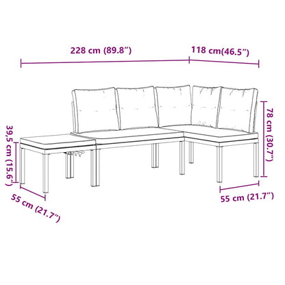 Set Panche Giardino Cuscini 3pz Nero Acciaio Verniciato Polvere | homemem39