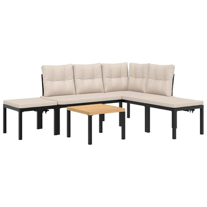 Divani Giardino con Cuscini 5pz Neri Acciaio Verniciato Polvere | homemem39