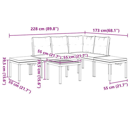Divani Giardino con Cuscini 5pz Neri Acciaio Verniciato Polvere | homemem39