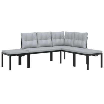 Divani Giardino con Cuscini 4pz Neri Acciaio Verniciato Polvere | homemem39