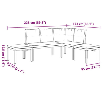 Divani Giardino con Cuscini 4pz Neri Acciaio Verniciato Polvere | homemem39