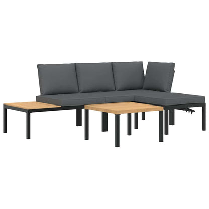 Set Divani da Giardino 4 pz con Cuscini in Alluminio Nero | homemem39
